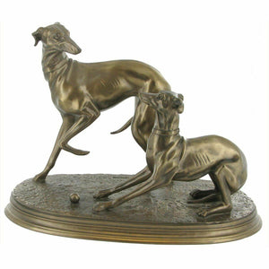 Bronze Whippet Dog Statue Pair Of Whippets P J Mene Bronzed Sculpture of Dogs