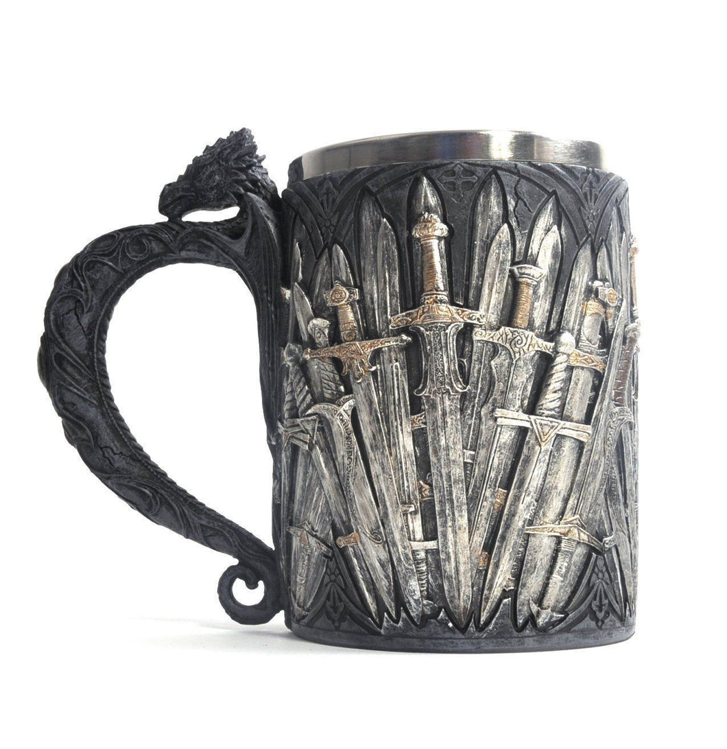 Swords Dragon Tankard Medieval Sword Legends Drinking Cup Goblet-OsirisTradingUK