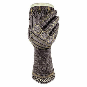 Medieval Knight Lions Heart Gauntlet Style Wine Goblet 9" H