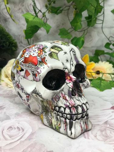 Novelty Tattoo Skull Ornament Figure Skulls Collection Sculpture Gothic Decor-OsirisTradingUK