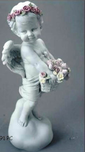 Guardian Angel Figurine Cherub Holding Flowers Statue Ornament Sculpture Gift-Collectables:Fantasy, Myth & Magic:Mythical Creatures:Angels-OsirisTradingUK