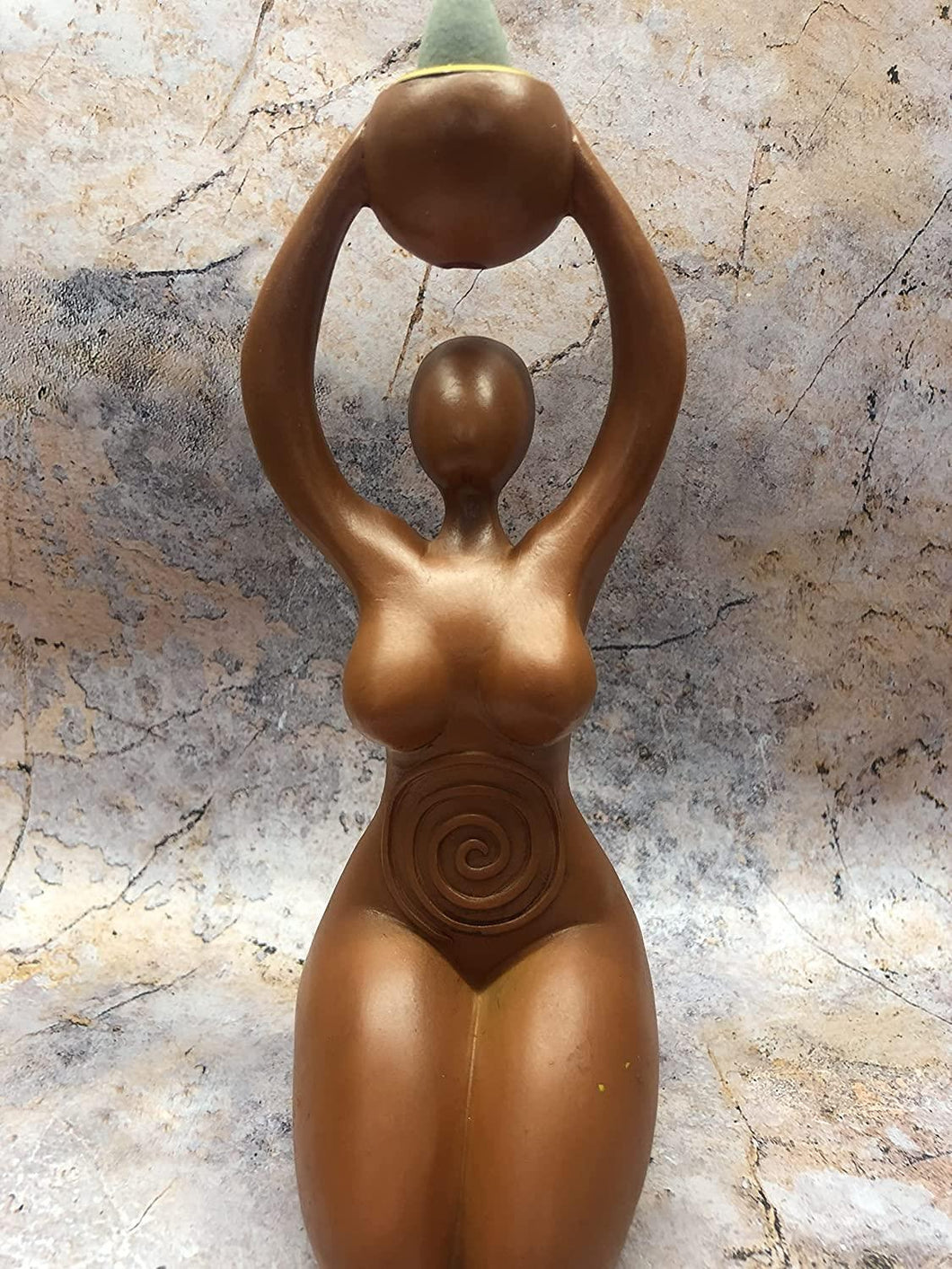 Mother Earth Gaia Statue Pagan Spiral Goddess Altar Wiccan Cone Incense Burner-OsirisTradingUK