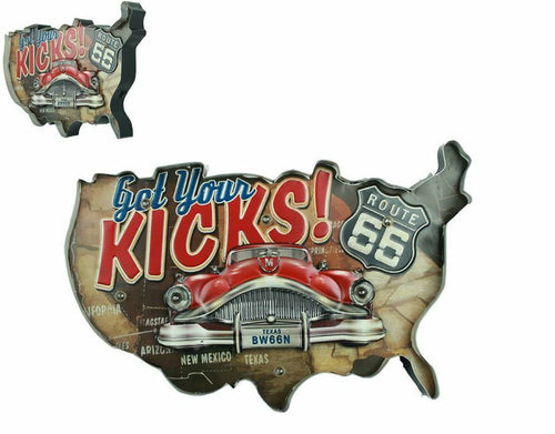 Vintage Metal 3D LED Logo Sign Route 66 Garage Car American Man Cave Wall Plaque-OsirisTradingUK