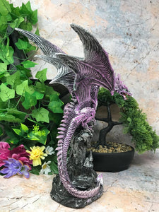 Purple Dragon Resting Fantasy Sculpture Mythical Statue Ornament Gothic Dragons-OsirisTradingUK