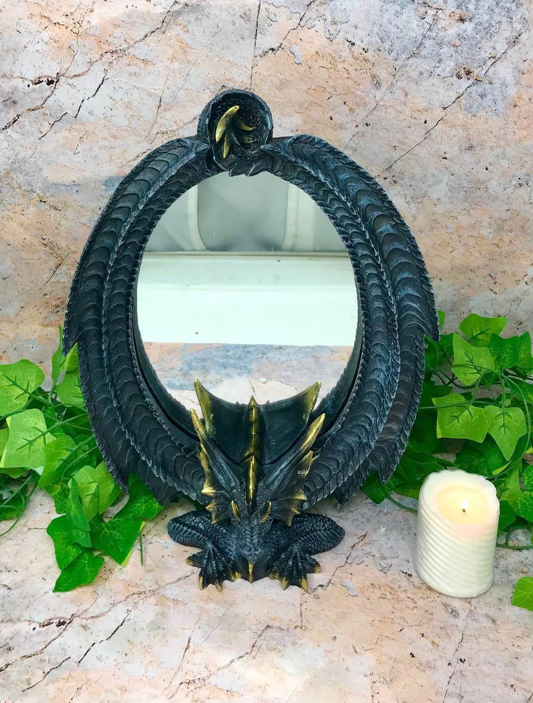 Dragon Guardian Free Standing Mirror Home Decoration Dragons Collection Ornament-OsirisTradingUK