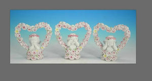 Set of Three Wise Guardian Angel Figurine Cherubs in Heart Ornament Sculpture