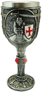 Templar Knight Goblet Chalice Crusader Gothic Decor Medieval Style Ornament-OsirisTradingUK