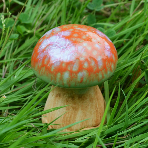 Small Ceramic Garden Ornament Mushroom Lawn Decor-OsirisTradingUK