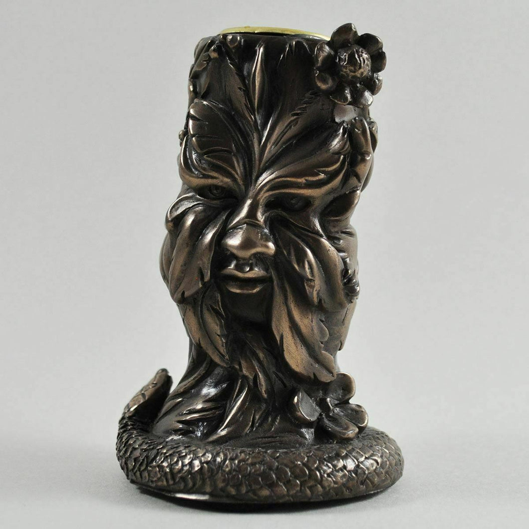 Wiccan Style Greenman Candle Holder Pagan Altar Decor Sculpture Ornament