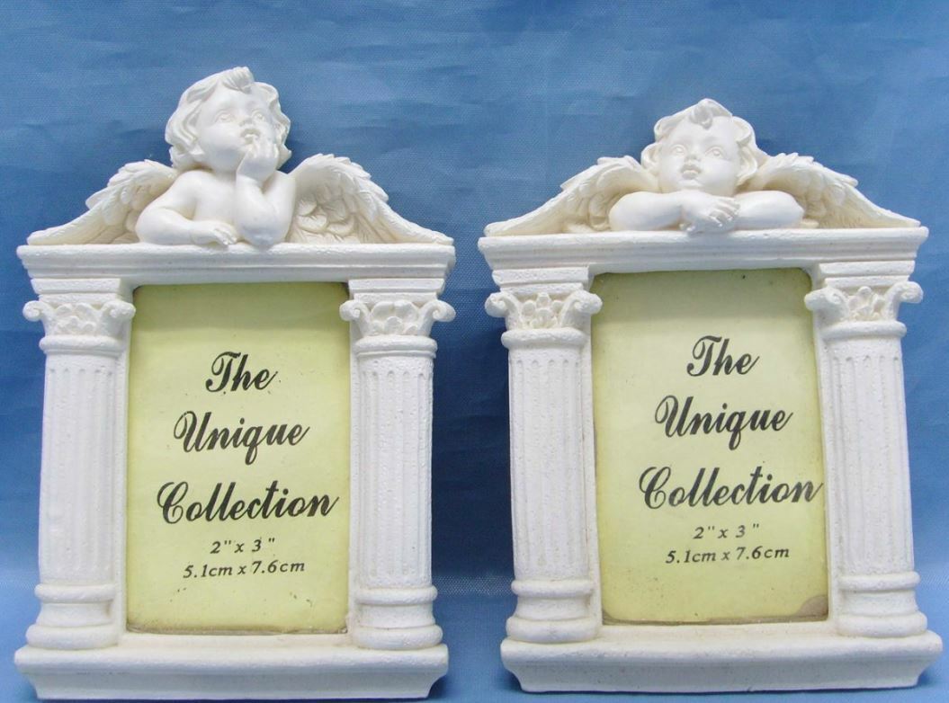 Pair of Guardian Angel Figurine Cherub Photo Frames Statue Ornament Sculpture-Collectables:Fantasy, Myth & Magic:Mythical Creatures:Angels-OsirisTradingUK