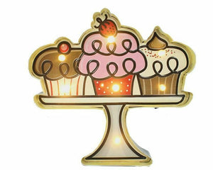 Vintage Metal 3D LED Logo Sign Kitchen Cupcake Man Cave Wall Plaque Decoration