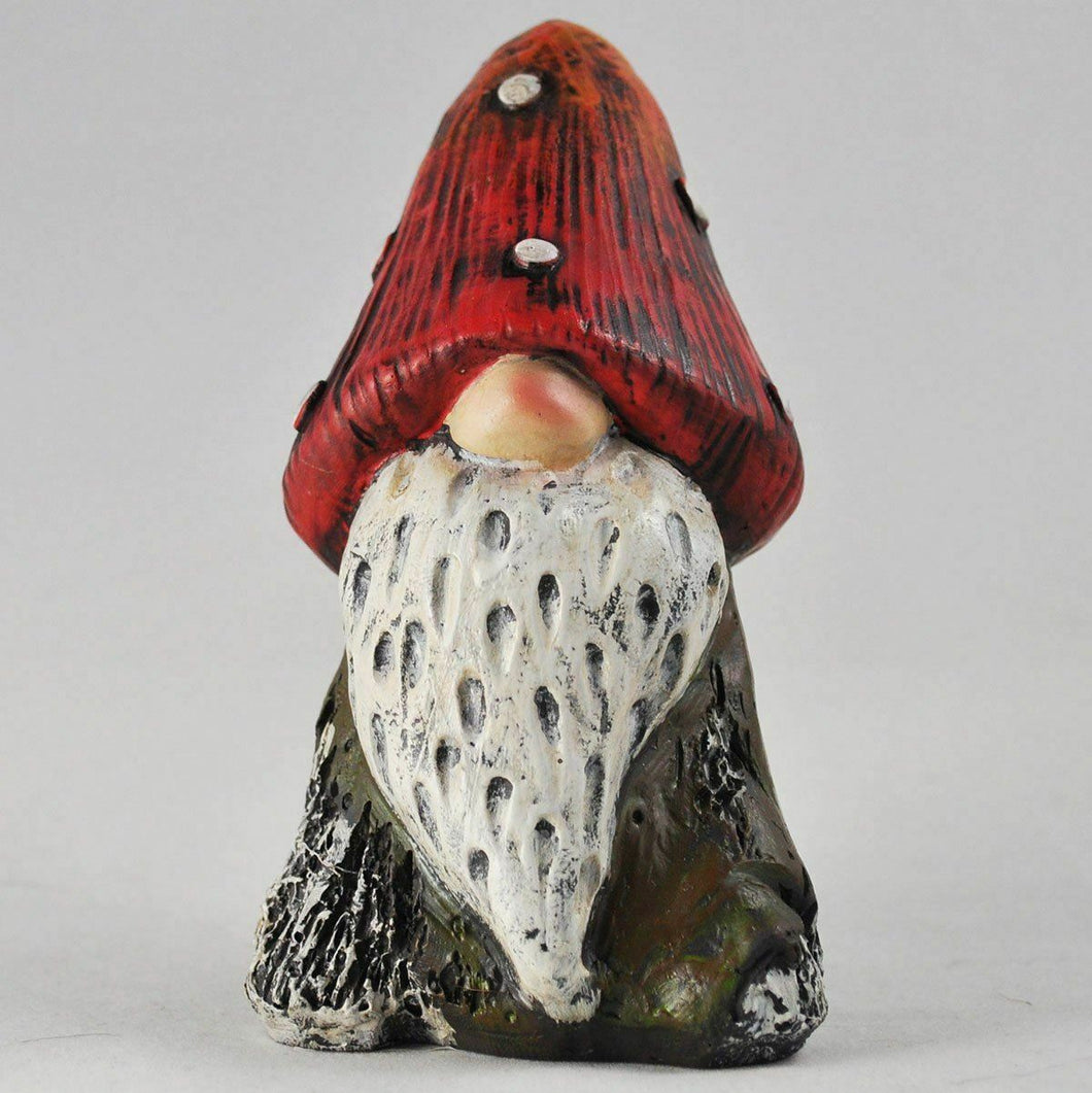Mushroom Gnome Figurine Small Garden Lawn Ornament Sculpture Frost Proof