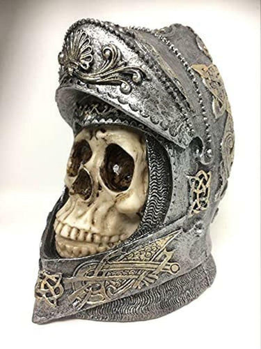Knight Skull Helmet Templar Figure Crusader Gothic Decor Medieval Style Ornament-OsirisTradingUK
