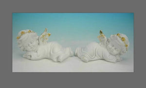 Pair of Resting Guardian Angel Figurine Cherubs Statue Ornament Sculpture Gift-Collectables:Fantasy, Myth & Magic:Mythical Creatures:Angels-OsirisTradingUK