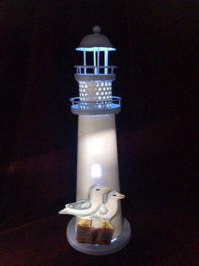 Nautical Led Lighthouse Seagulls Light Up Indoor Metal Beach Marine Themed