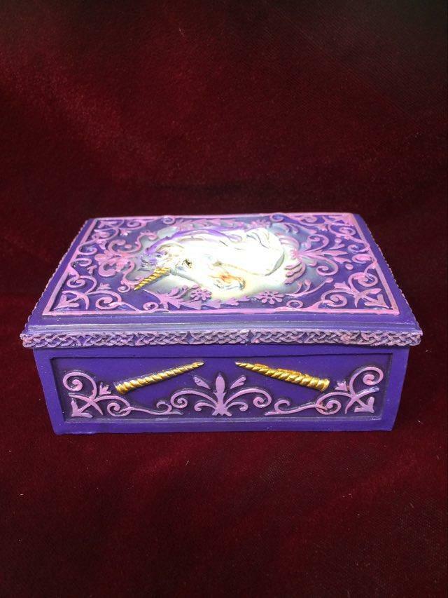 Purple Unicorn Fantasy Trinket Box Ornament Secret Stash Unicorn Collection-OsirisTradingUK