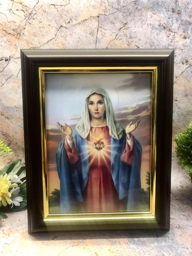 Framed Picture The Immaculate Heart of Mary Religious Wall Plaque Decoration-OsirisTradingUK