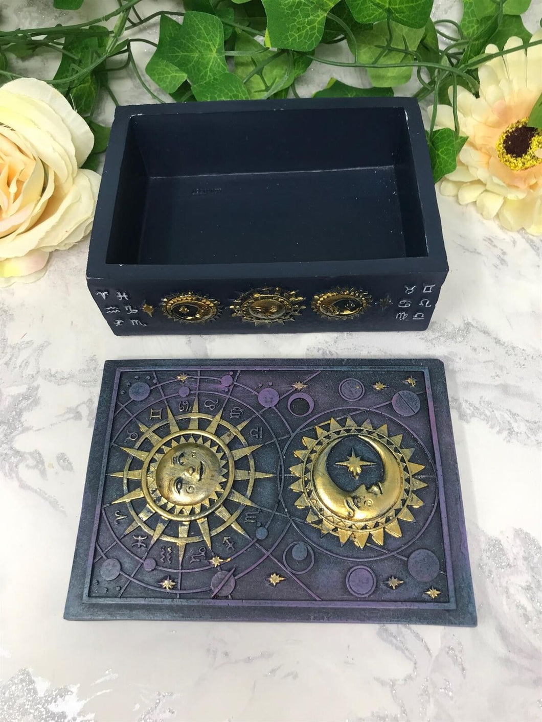 Mystical Sun and Moon Tarot Box Celestial Altar Decoration Wicca Pagan Style-OsirisTradingUK