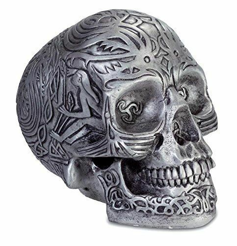 Fabulous Silver Celtic Skull Decor Figure Ornament Haloween Gothic Horror-OsirisTradingUK
