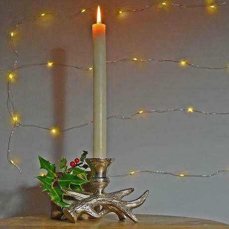Silver Antler Candle Holder Winter Stag Deer Decoration-OsirisTradingUK
