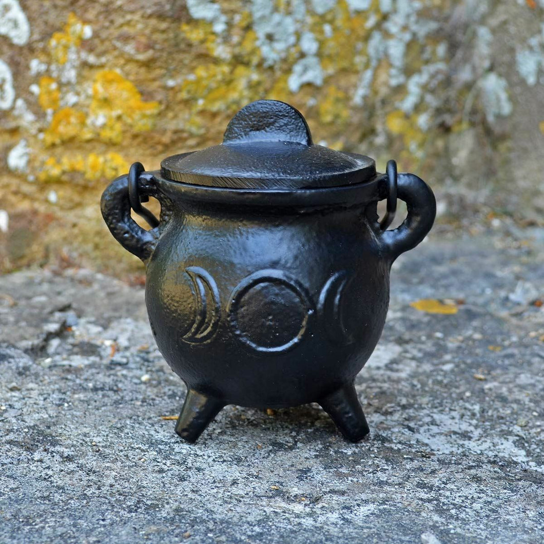 Small Triple Moon Cast Iron Cauldron Wiccan Supplies Pagan Gift Witchcraft