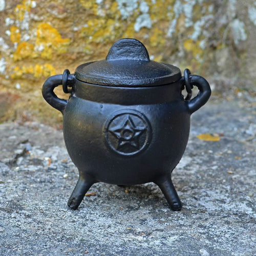 Small Cast Iron Cauldron Pentagram Wiccan Supplies Witchcraft Altar Pagan Gift-OsirisTradingUK