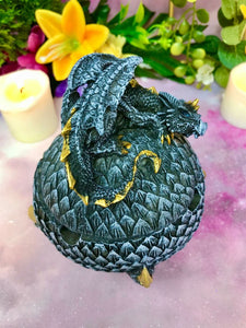 Stone Effect Dragon Guardian Ashtray with Lid Home Decoration Gothic Box-OsirisTradingUK