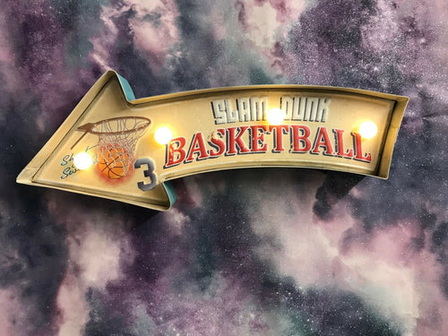 Vintage Metal 3D LED Logo Sign Basketball Slam Dunk Sports Man Cave Wall Plaque-OsirisTradingUK