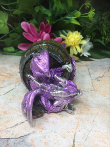 Comical Purple Dragon in Barrell Dragons Collection Ornament Gothic Decor-OsirisTradingUK