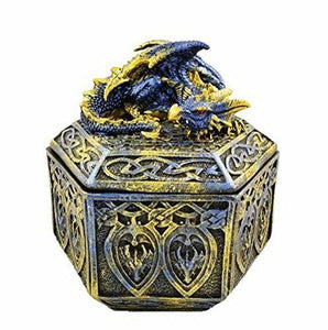 Boîte à bijoux en forme de dragon bleu celtique, décoration de cachette secrète ou cadeau gothique 