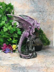 Purple Dragon Resting Fantasy Sculpture Mythical Statue Ornament Gothic Dragons-OsirisTradingUK