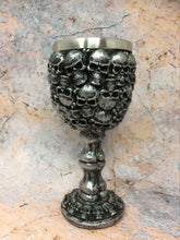 Load image into Gallery viewer, Silver Effect Skulls Goblet Chalice Drinking Cup Gothic Ornament Home Decoration-OsirisTradingUK
