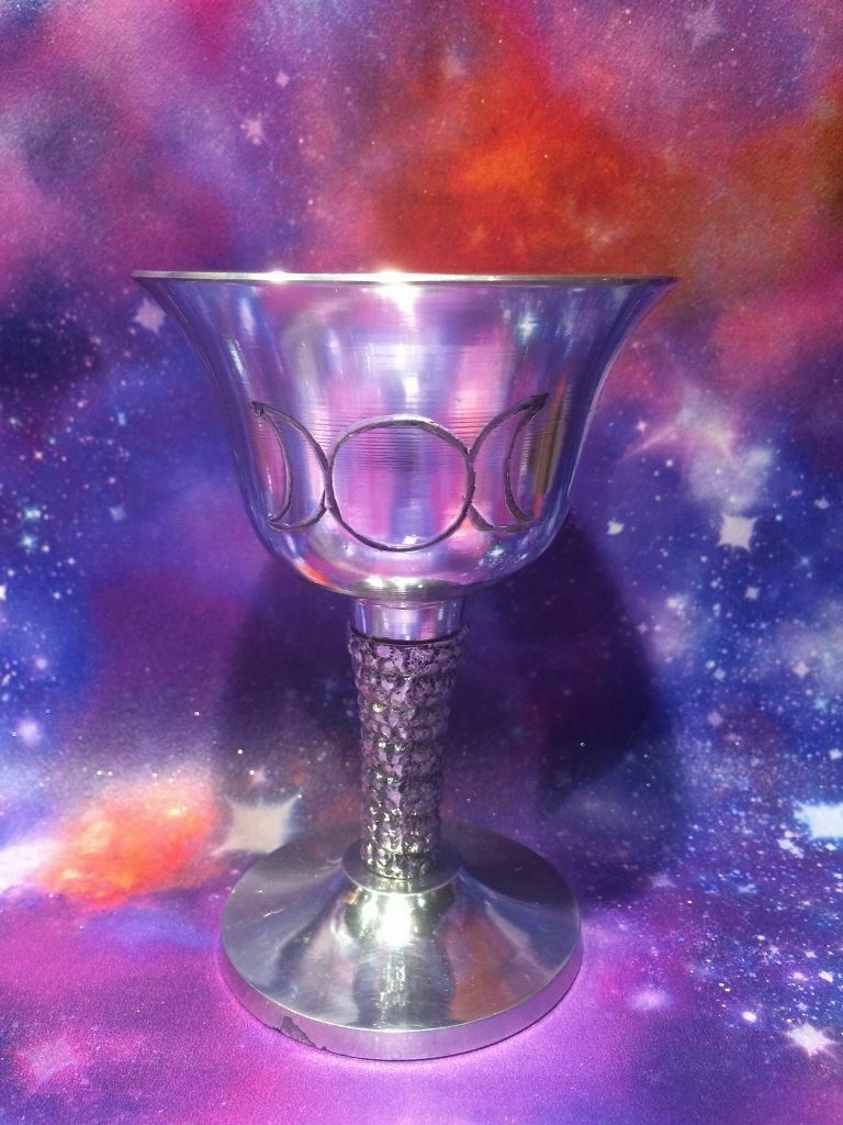 Triple Moon Silver Goblet Wiccan Supplies Altar Ritual Decor Pagan Gift