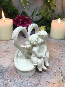 Guardian Angel Figurine Cherub Statue Resting on Heart Ornament Sculpture-Collectables:Fantasy, Myth & Magic:Mythical Creatures:Angels-OsirisTradingUK