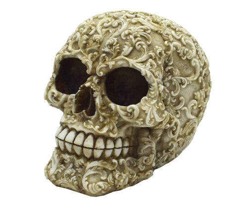 Floral Decay Skull Ornament Figure Skulls Collection Sculpture Gothic Decor-OsirisTradingUK