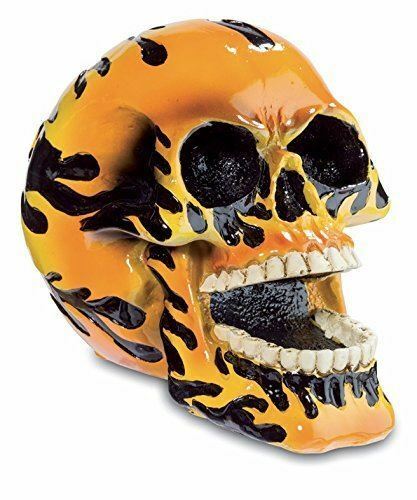 Stunning Gothic Fire Skull Figurine Paperweight Ornament Figurine-OsirisTradingUK