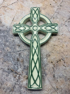 Celtic Cross Wall Plaque Ceramic Sculpture Religious Catholic Home or Chapel-OsirisTradingUK