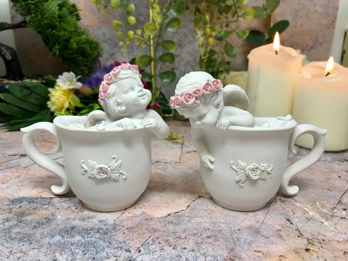 Pair of Guardian Angel Figurine Cherub Ornament Sculpture Tea Cup Decoration-Collectables:Fantasy, Myth & Magic:Mythical Creatures:Angels-OsirisTradingUK