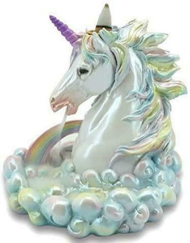 Rainbow Unicorn Backflow Fantasy Incense Cone Burner Holder Sculpture Figure-OsirisTradingUK