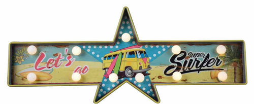 Vintage Metal 3D LED Sign Beach Surf Vacation Camper Van Man Cave Wall Plaque-OsirisTradingUK