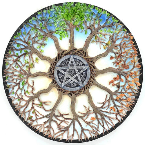 Pentagram Wheel of the Year Tree Of Life Wall Plaque Wicca Pagan Altar-OsirisTradingUK