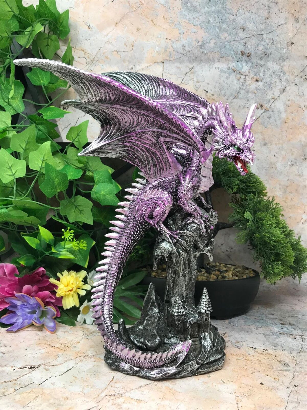 Purple Dragon Resting Fantasy Sculpture Mythical Statue Ornament Gothic Dragons-OsirisTradingUK