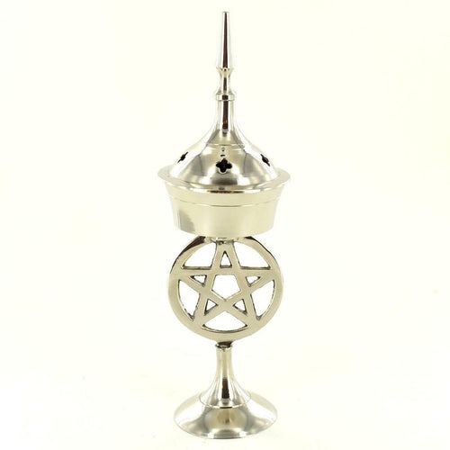 Silver Pentagram Incense Burner Wicca Pagan Altar Accessory-OsirisTradingUK