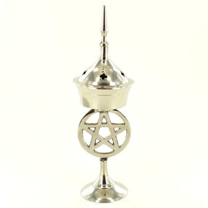 Silver Pentagram Incense Burner Wicca Pagan Altar Accessory-OsirisTradingUK