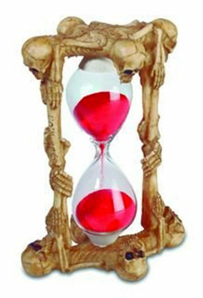 Skeleton Time Glass With Blood Red Sand Timer Gothic Skull Decoration Ornament-OsirisTradingUK