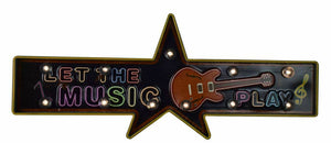 Vintage Metal 3D LED Music Rock Guitar Music Logo Sign Man Cave Wall Plaque
