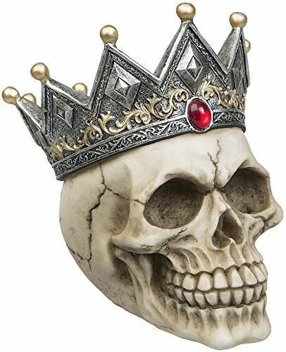 Gothic Style Skull with Crown Money Box Figurine Statue Piggy Bank Ornament-OsirisTradingUK
