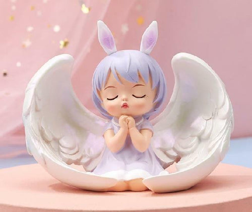 Adorable Peaceful Angel Baby Girl Praying in Wings Sculpture Figurine Fantasy-OsirisTradingUK