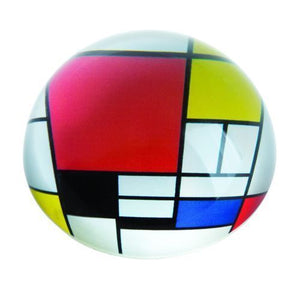 Mondrian Composition Large Red Plane Domed Glass Paperweight Office Gift Art