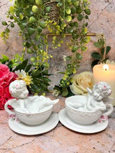 Load image into Gallery viewer, Pair of Guardian Angel Figurine Cherubs in Tea Cups Statue Ornament Sculpture-Collectables:Fantasy, Myth &amp; Magic:Mythical Creatures:Angels-OsirisTradingUK
